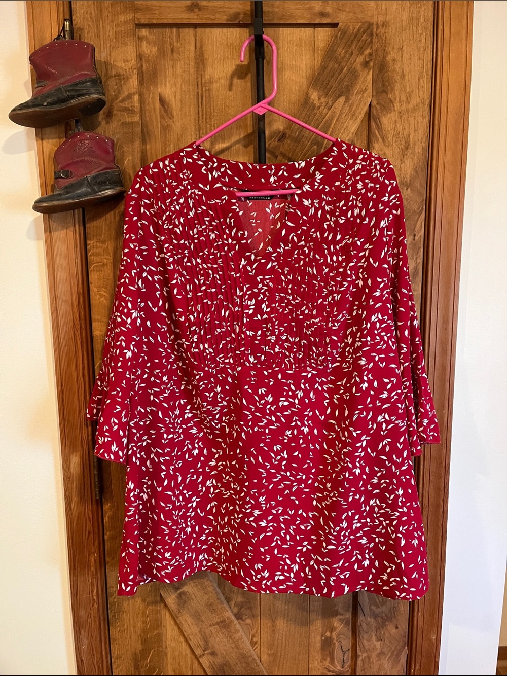 BloomChic Red Printed V-Neck Tunic